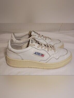 Autry Medalist Low Sneakers White Leather Mens Size EU 40 US 7 Retro Vintage